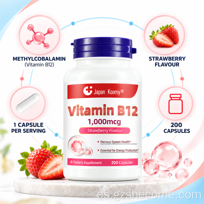 Shecome Vitamina B12 Cápsulas Apoyo a la salud del sistema nervioso